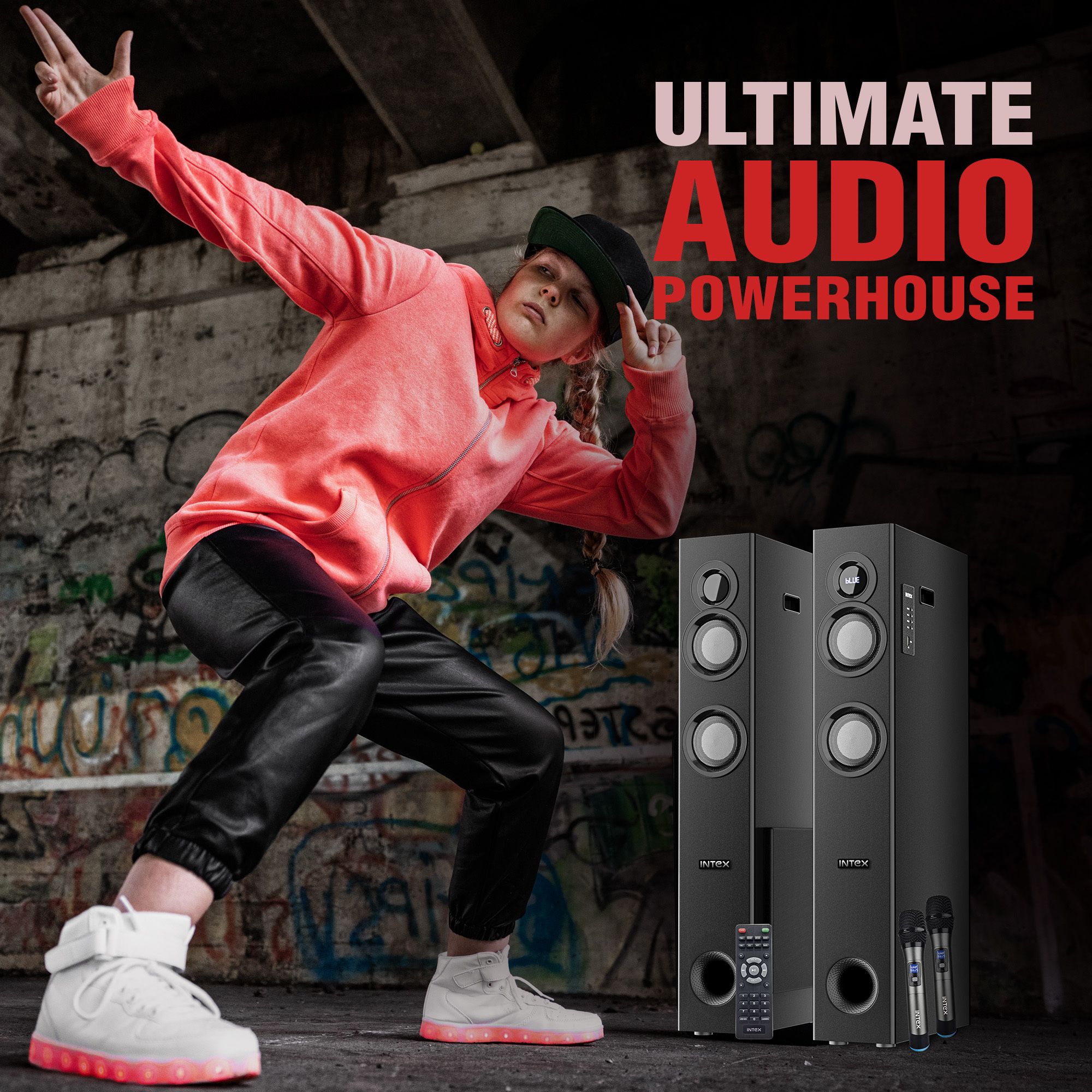 Intex TW-XH 13503 FMUB (Dual) 150 W Bluetooth Tower Speaker (Black, 2.1 Channel) - Image 3