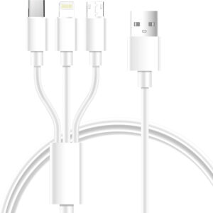 Bestor USB Type C Cable 2 A 1.2 m Multi Charging Cable 4ft 3 in 1 Nylon Braided Multiple Fast for Android, iOS and Devices USB Port Connectors Tablets And More (Compatible with SMART PHONE, IOS, ANDROID, Red, One Cable)