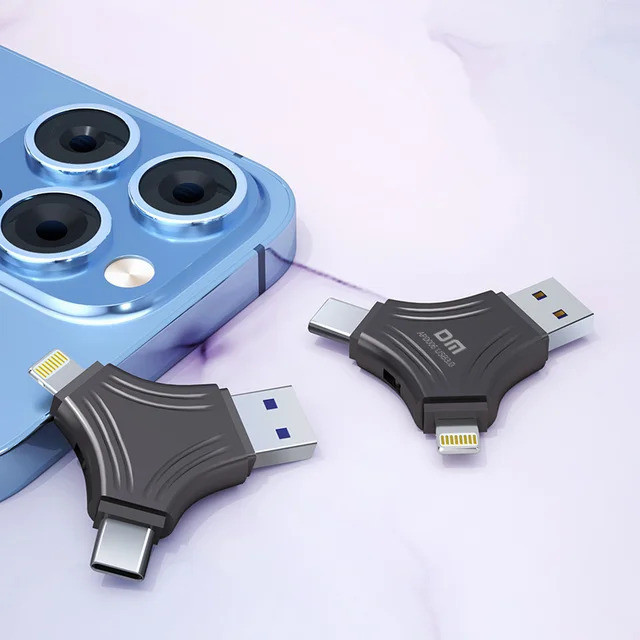 DM APD006 128GB 3 in 1 USB 3.0 Fasionable Triangle Pendrive For IOS, PC, Maccbook 128 GB OTG Drive Compatible with Desktop Computer, Audio Player, Mobile, Netbook, Tablet, Television USB 3.0 Metal Case - Image 2