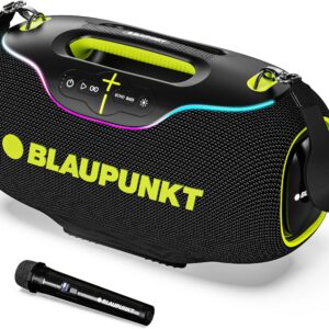 Blaupunkt Atomik Knightz 45K | Advanced DSP Tech I 27,000mAh I Neon Lights I Wireless Mic 450 W Bluetooth Party Speaker (Black, 2.0 Channel)