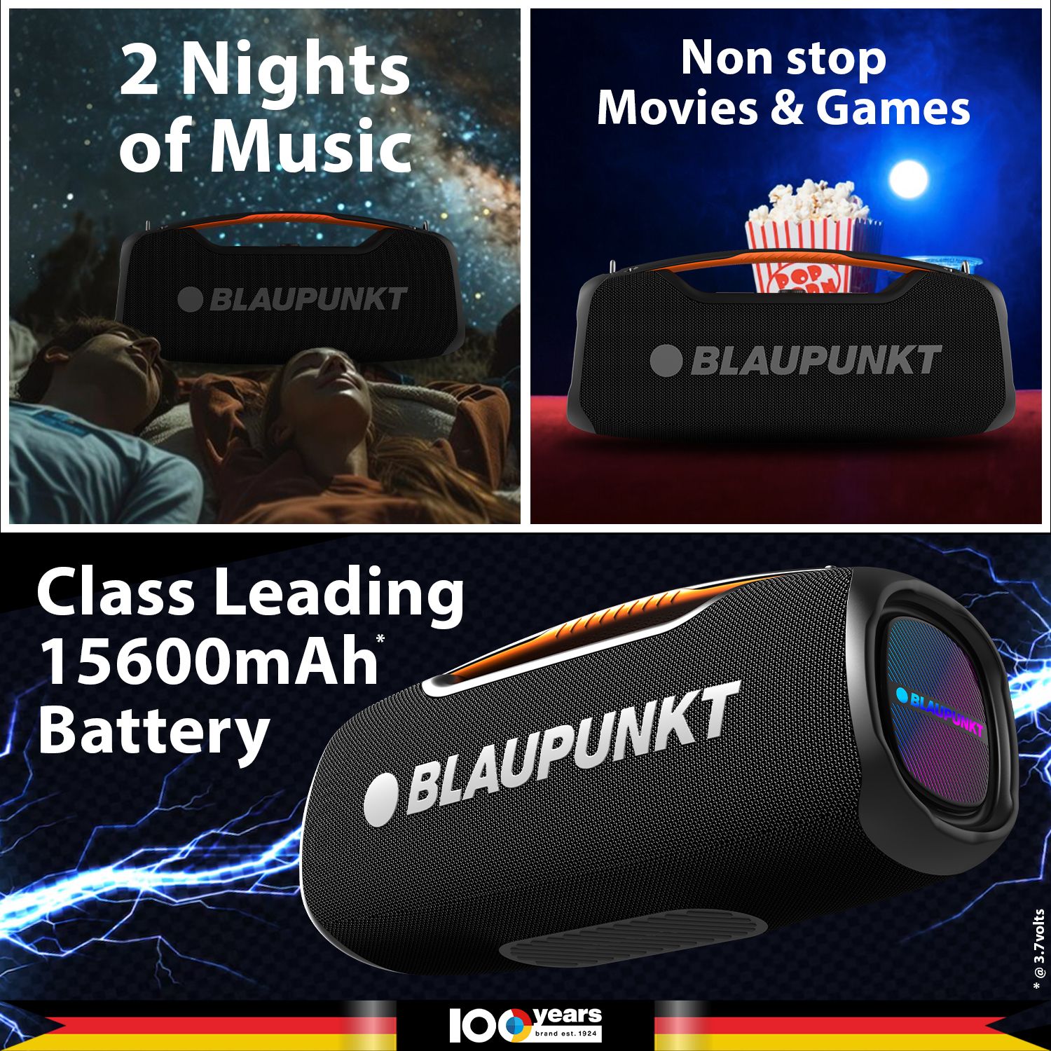 Blaupunkt Atomik Knightz 100W King of Boombox I 9 Aura Lights I BT Party Speaker 100 W Bluetooth Party Speaker (Black, Stereo Channel) - Image 3
