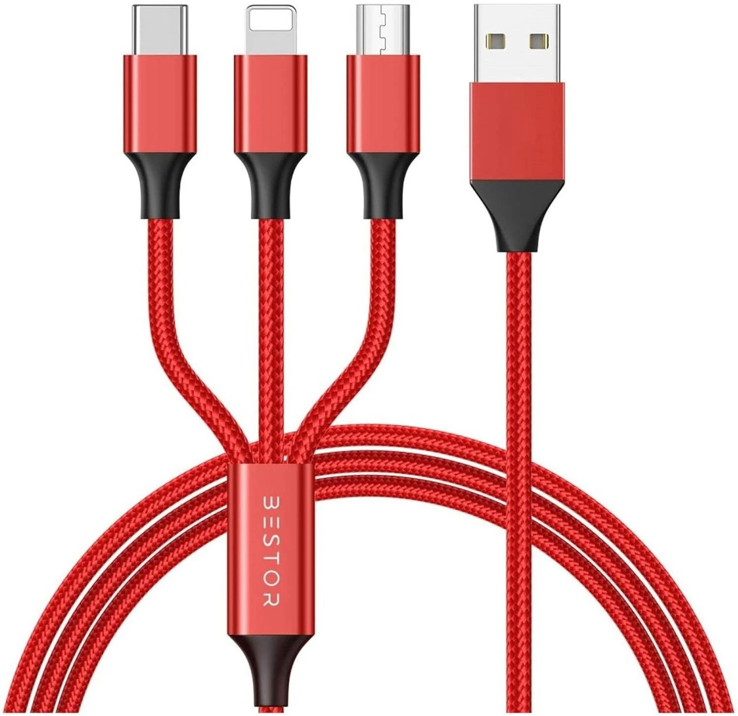 RPMSD Micro USB Cable 2 A 1.2 m 3in1 Multiple USB Data Cable Charging with USB, Type C, Lightning Fast Charging (Compatible with All Android Devices, All Lightning Devices, White, One Cable)