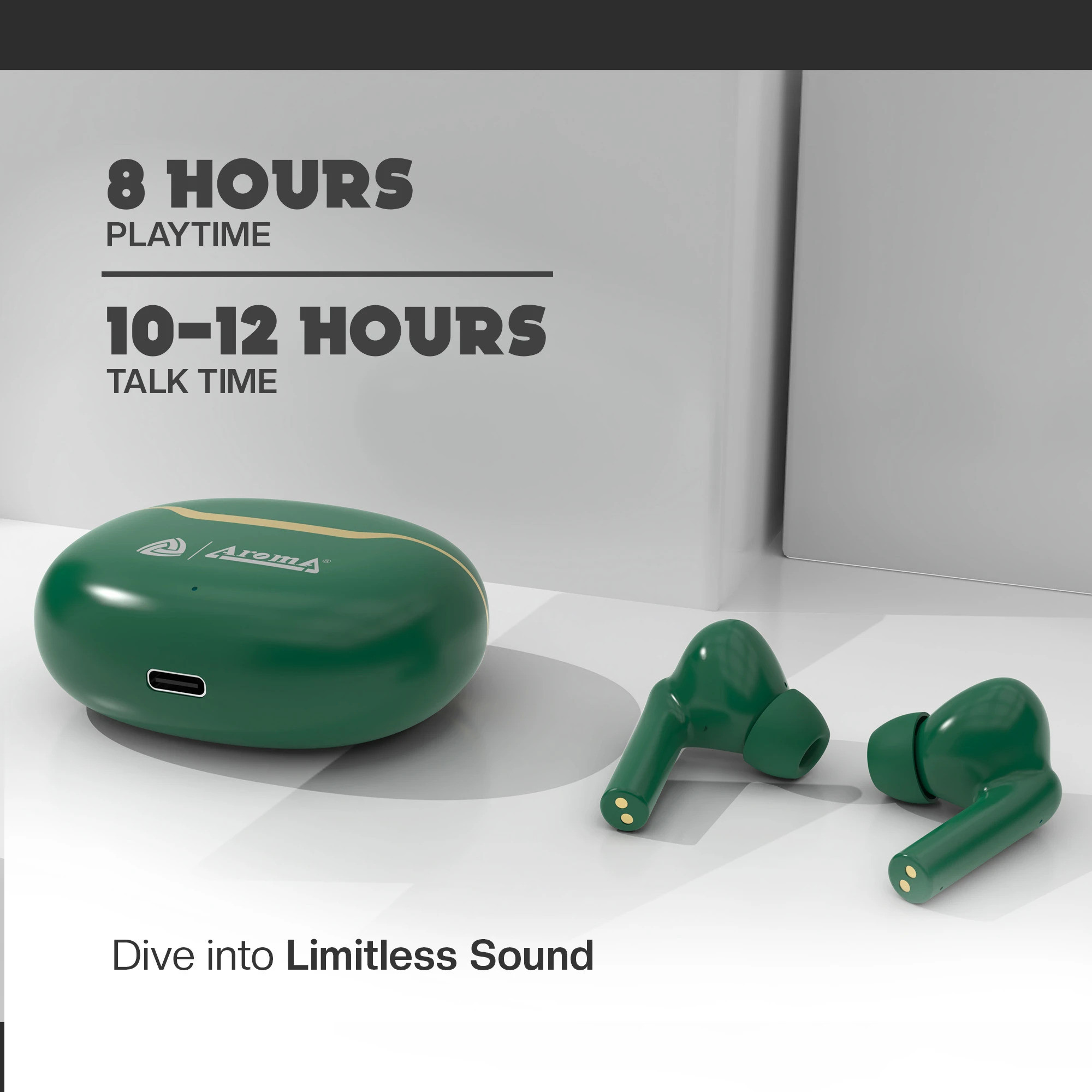 Aroma NB140 Ranger 50 Hours* Playtime |Perfect for Music | Dual Pairing Mode Bluetooth (Green, True Wireless) - Image 4