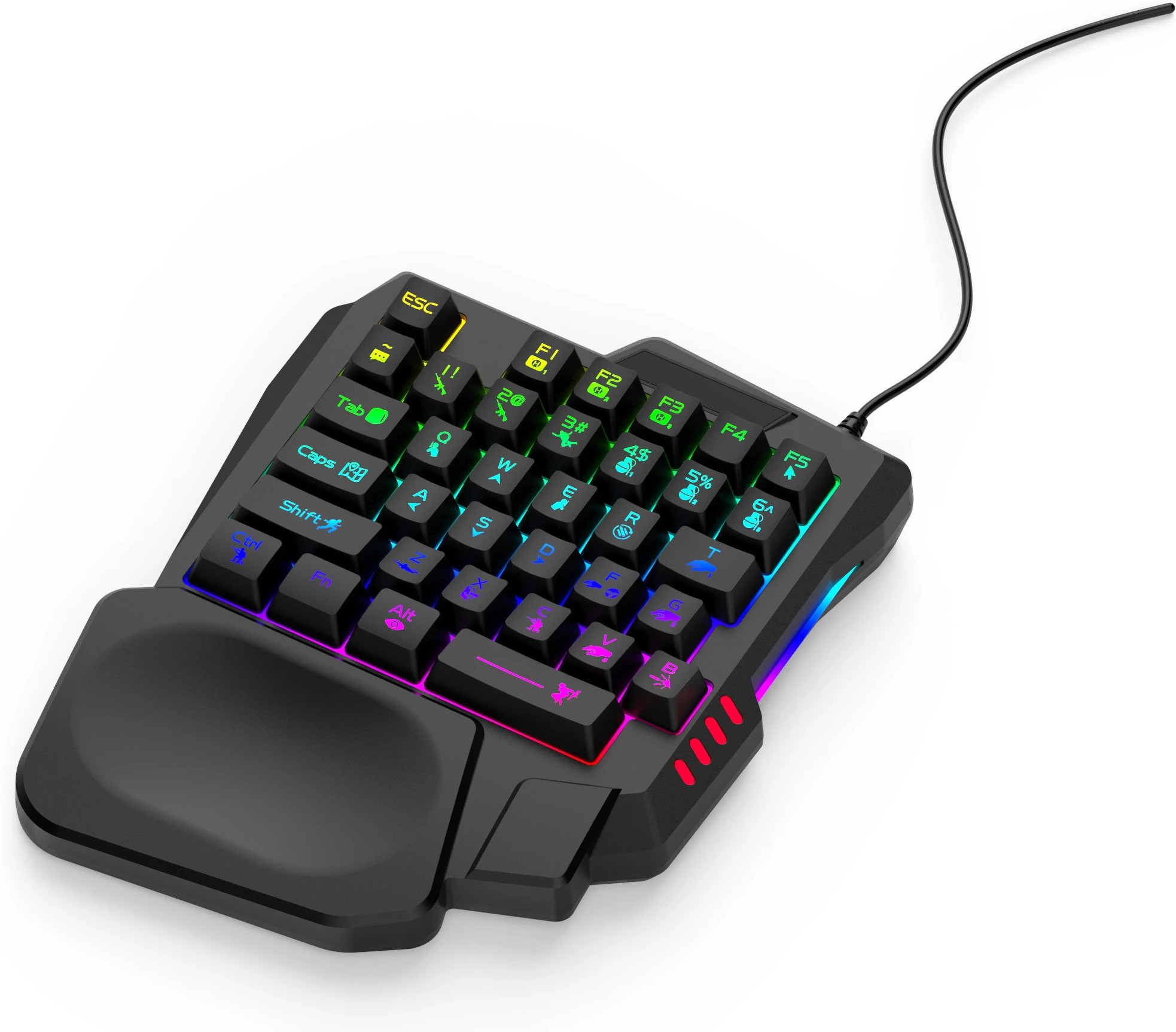 MILLENNIUM TECHNOLOGY One Handed RGB Backlite 35Keys Wired USB Handheld Gaming Keyboard Compatible with Desktop, Laptop, Mac - Image 2