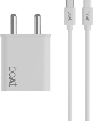 boAt 22.5 W Quick Charge 3 A Wall Charger for Mobile with Detachable Cable  (White, Cable Included)