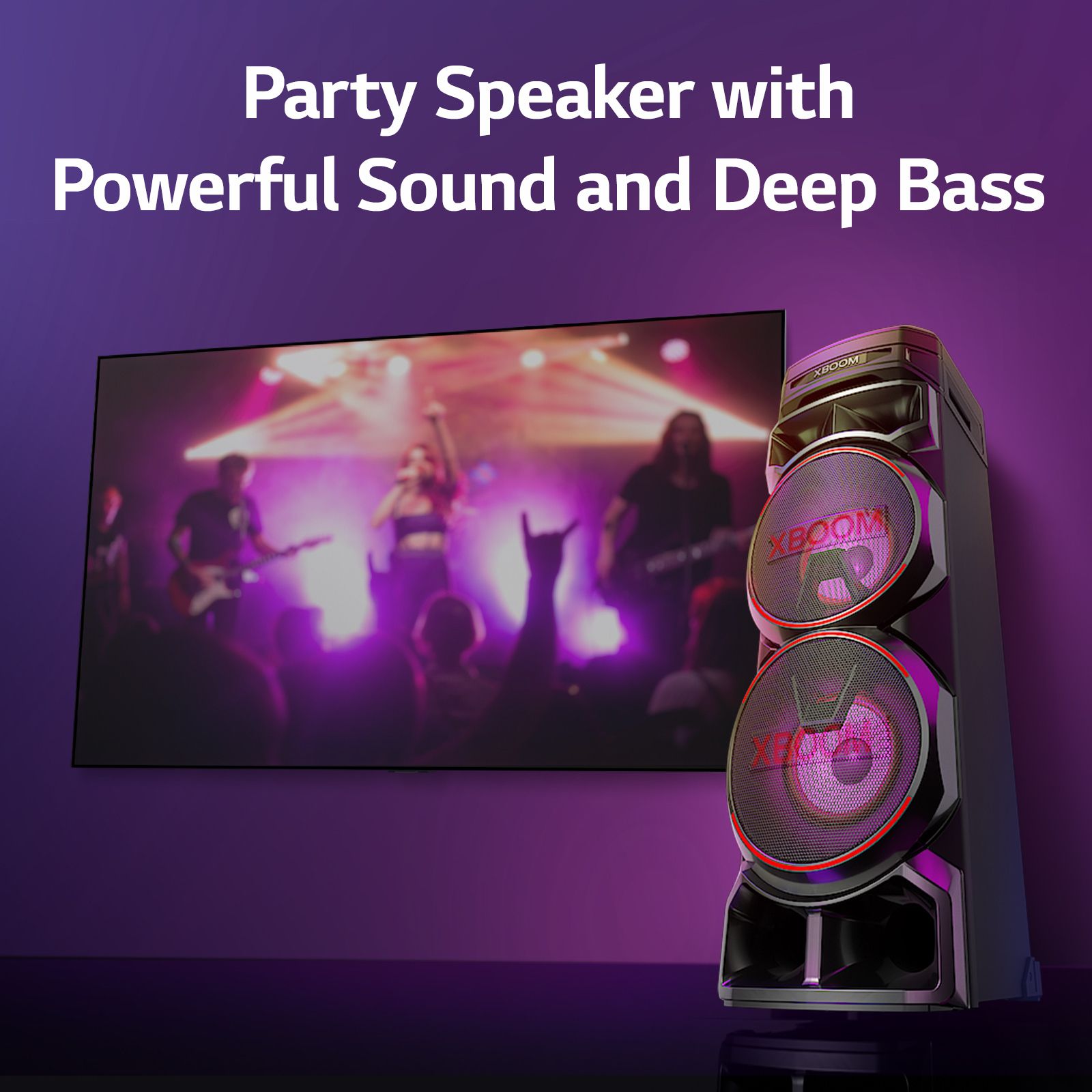 LG XBOOM RNC9, Powerful sound, Deep Bass, Mic & Guitar input karaoke Bluetooth Party Speaker (Black, 2.0 Channel) - Image 2