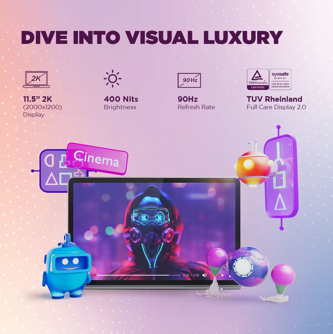 Lenovo Tab Plus 8 GB RAM 128 GB ROM 11.5 inch with Wi-Fi Only Tablet (Luna Grey) - Image 2