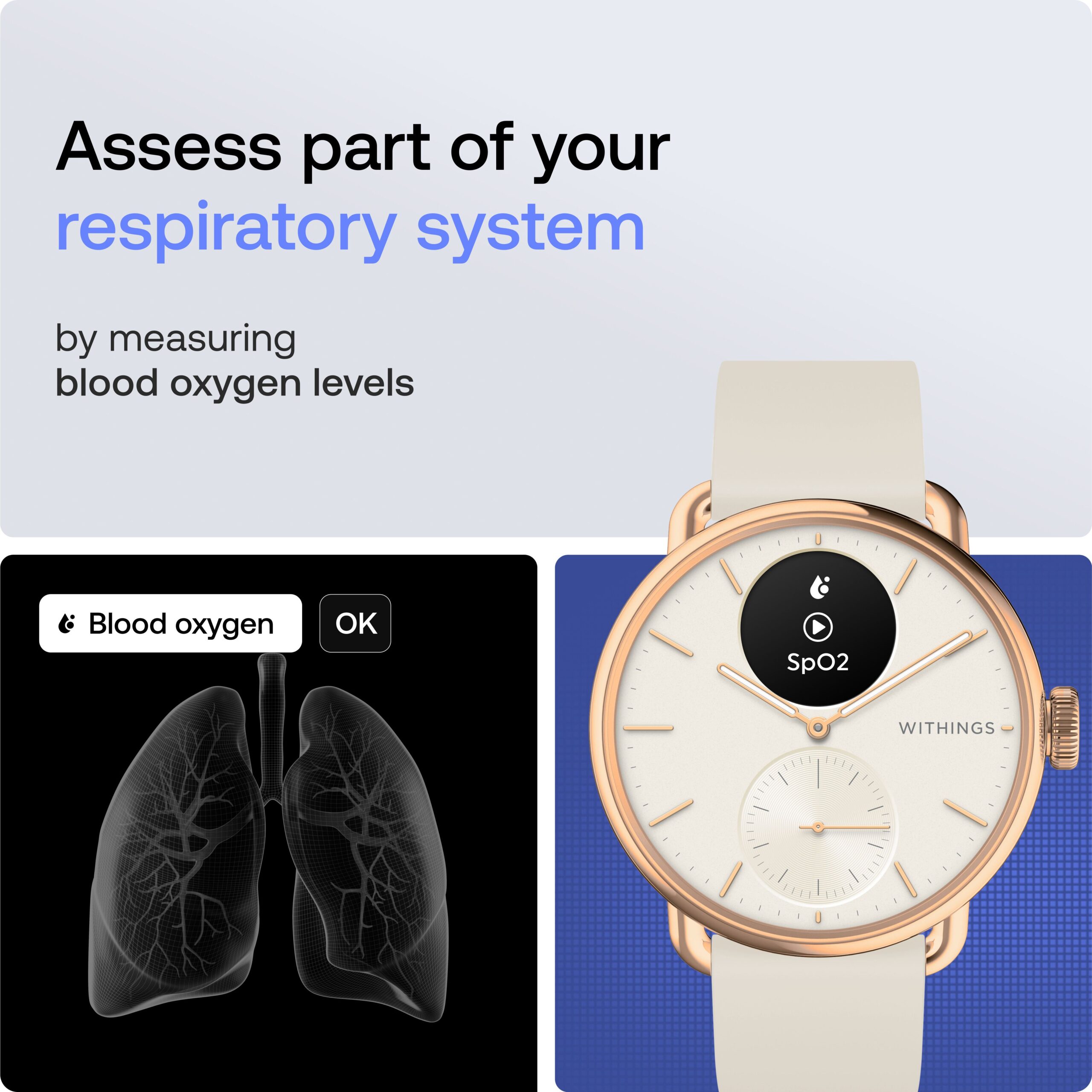 Withings Scanwatch2 Heart Health Monitor, ECG, SPO2, 30 Day Battery Life - 38mm Hybrid Smartwatch (White-Gold Strap, 38mm) - Image 4