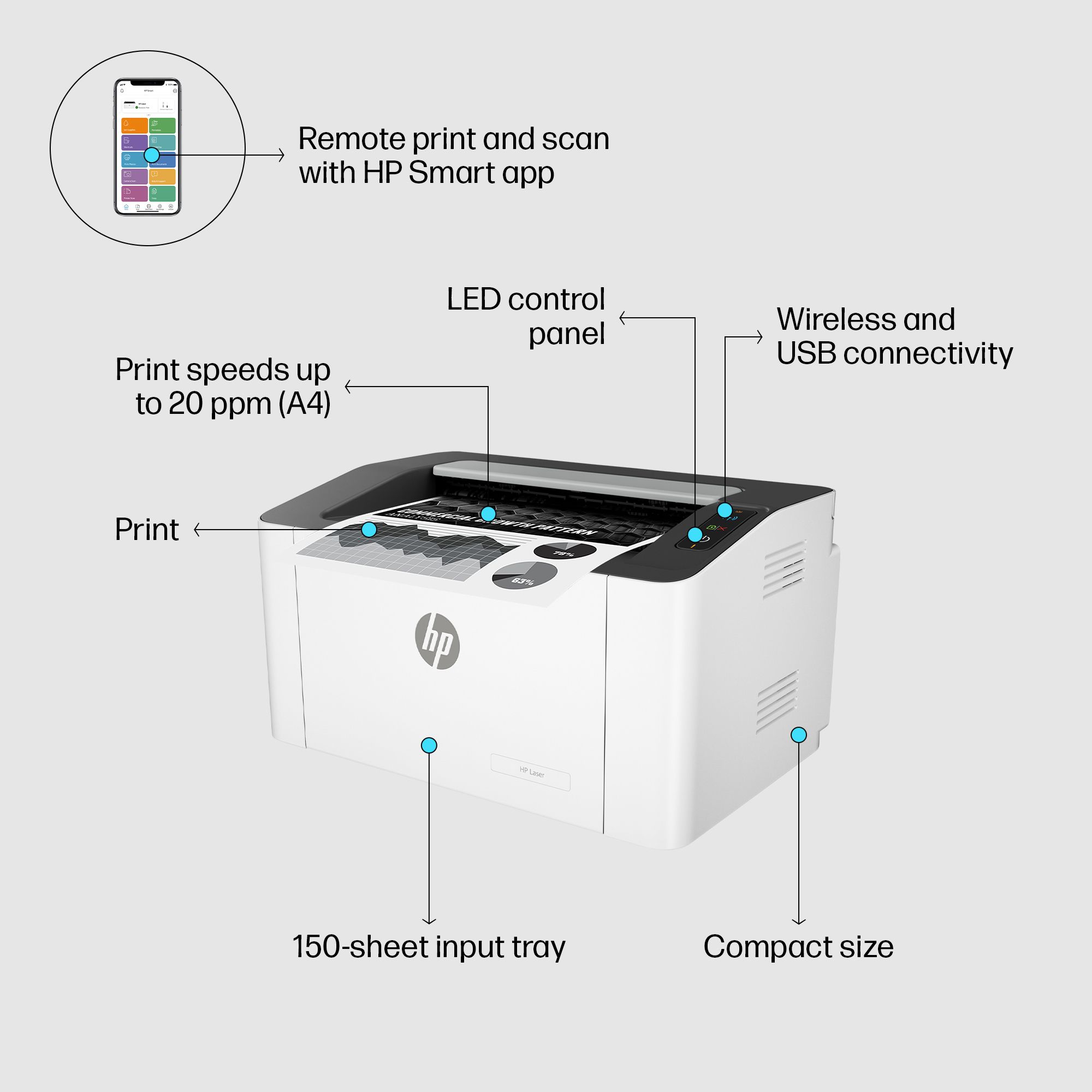 HP 1008W Single Function WiFi Monochrome Laser Printer (Toner Cartridge, 1 Ink Bottle Included) - Image 3