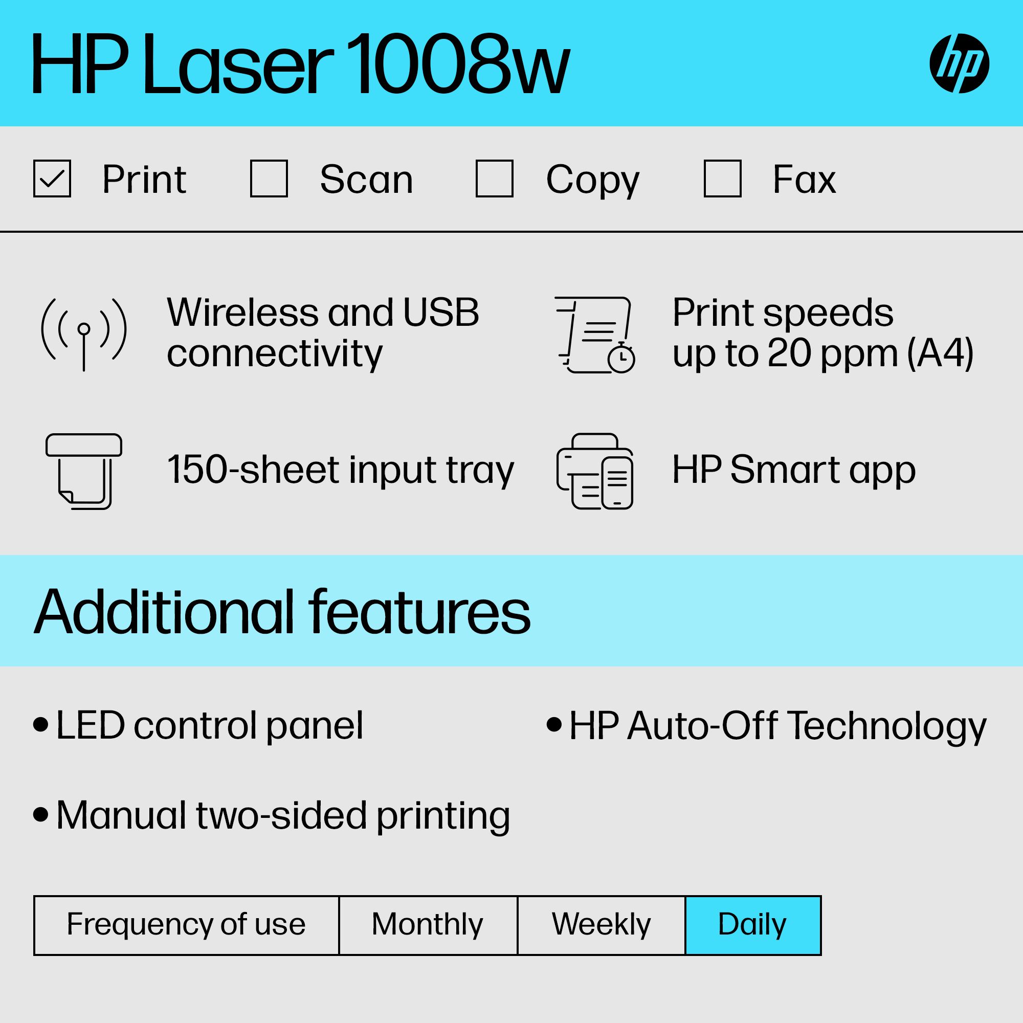 HP 1008W Single Function WiFi Monochrome Laser Printer (Toner Cartridge, 1 Ink Bottle Included) - Image 4