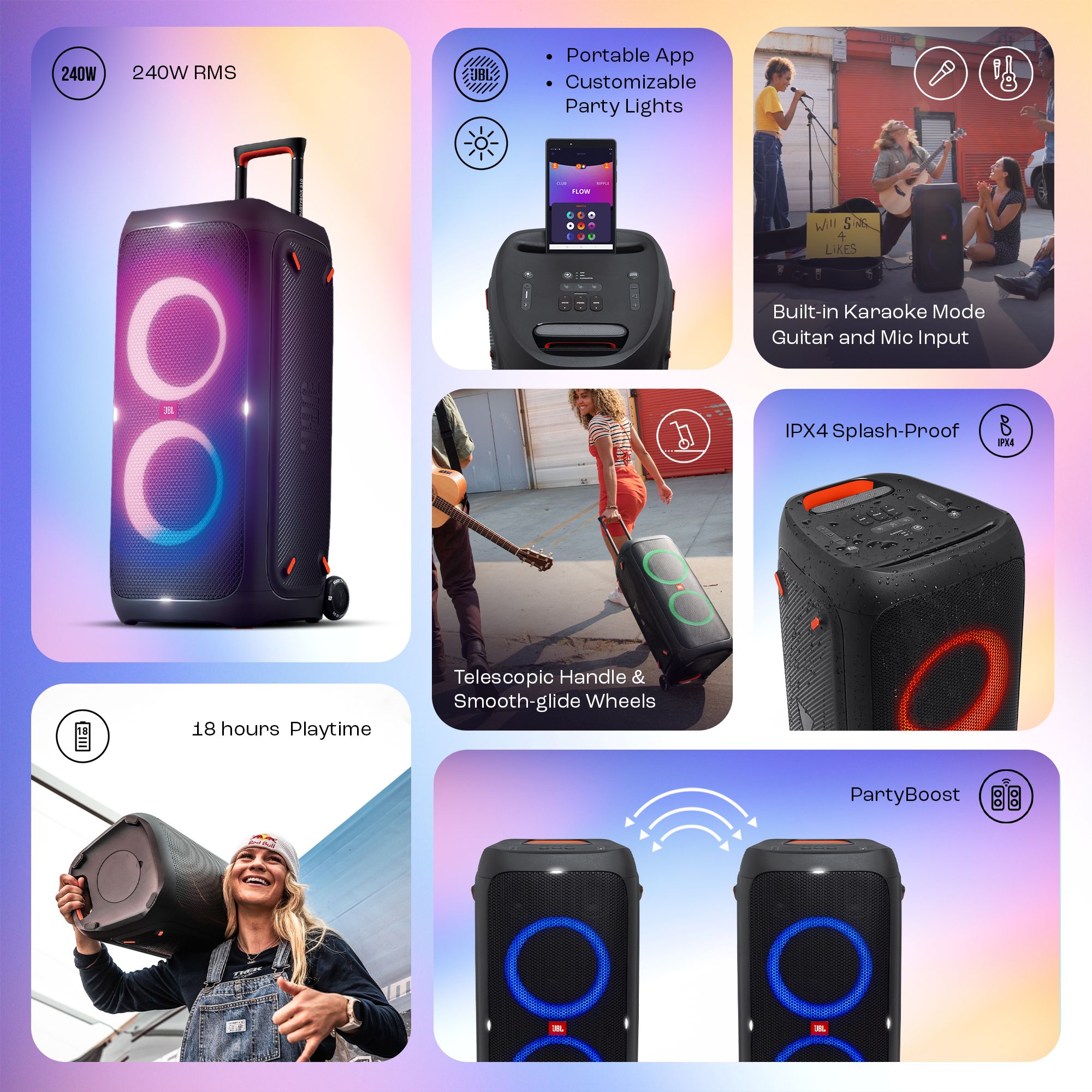 JBL Partybox 310 - 18Hrs Playtime, Pro Sound, Dynamic Light Show, Portable 240 W Bluetooth Speaker (Black, Stereo Channel) - Image 2