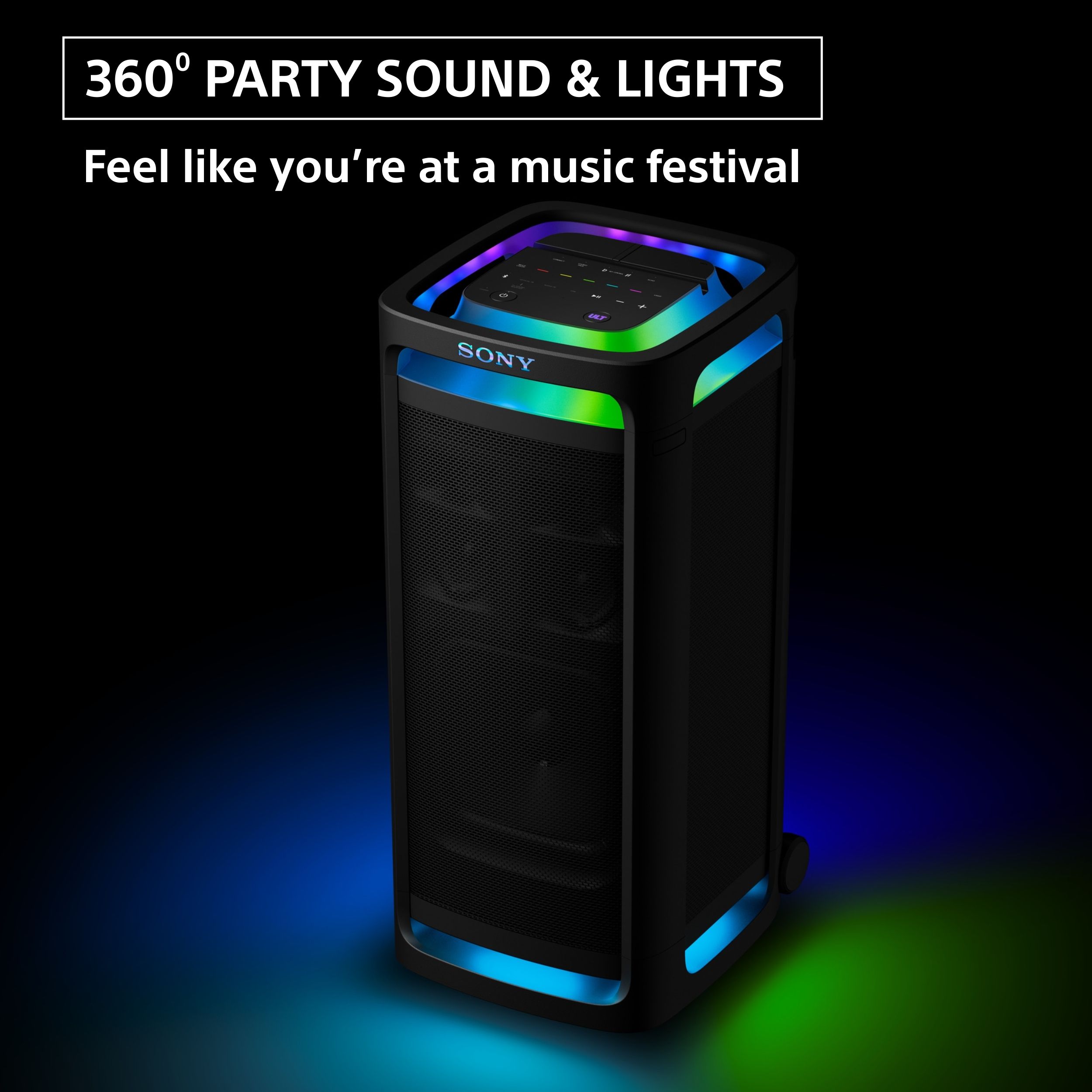 SONY Tower 9 Massive BASS & Powerful sound, 25 Hrs Battery, 360 Party Sound & Light Bluetooth Party Speaker (Black, Stereo Channel) - Image 3