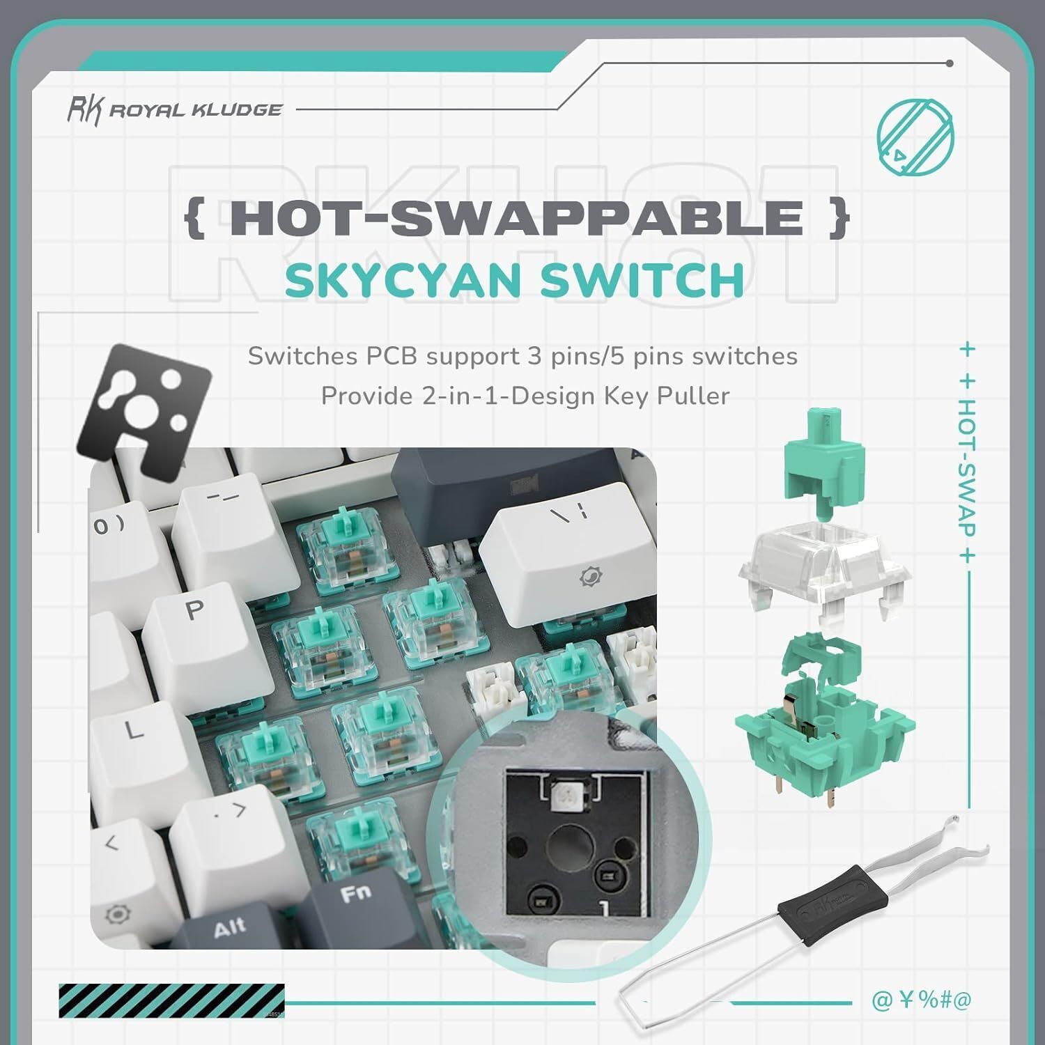 RK ROYAL KLUDGE RK H81 Wireless Bluetooth, Wireless Laptop-size Gaming Keyboard Compatible - Image 3