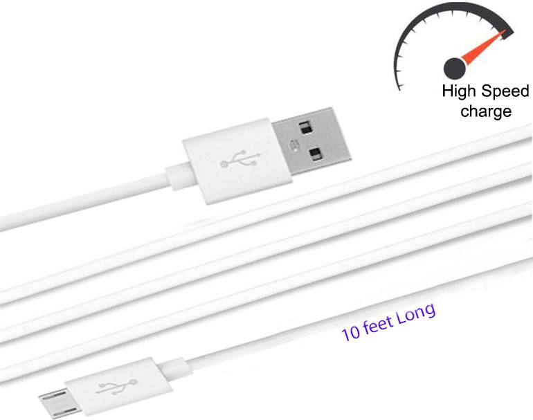 TROST Micro USB Cable 2 A 3 m Extra Long (3 Mtr) Charging/Sync A Plus Champ (Compatible with Karbonn A Plus Champ, White, One Cable) - Image 4
