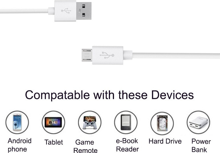 TROST Micro USB Cable 2 A 3 m Extra Long (3 Mtr) Charging/Sync A Plus Champ (Compatible with Karbonn A Plus Champ, White, One Cable) - Image 3